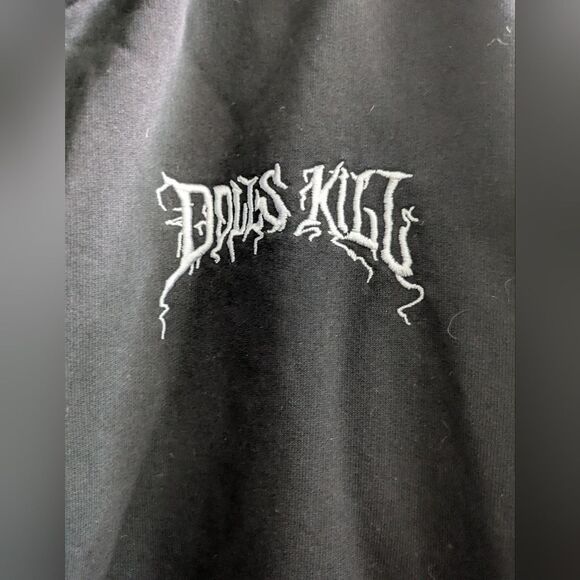 Dolls Kill X Current Mood Colab Medium Embroidered Exclusive Crew Black Hoodie. - Picture 2 of 6